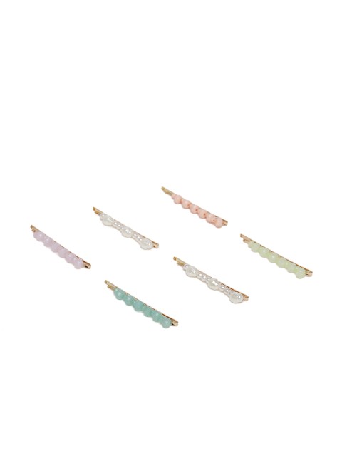 

Accessorize Multicoloured Set of 6 Freshwater Pearl And Bead Bobby Pins, Multi