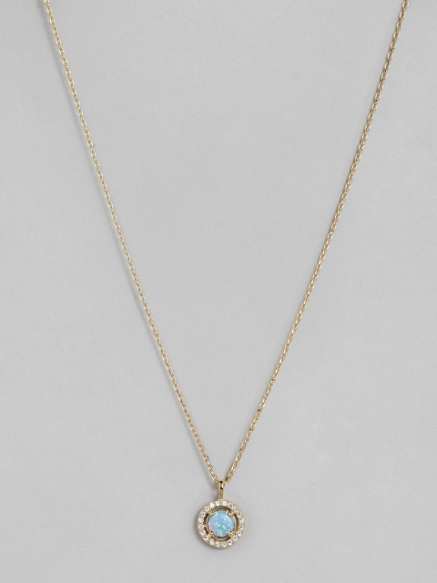 

Accessorize Gold-Toned Gold Plated Sparkle Blue Opal Pendant With Chain