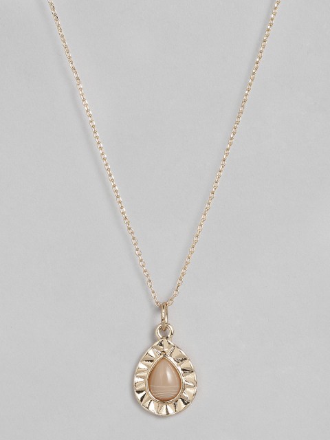 

Accessorize Gold-Toned Teardrop shaped Pendant With Chain
