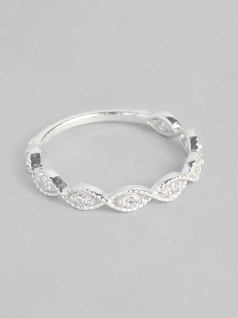 

Accessorize Sterling Silver CZ Studded Sparkle Weave Finger Ring