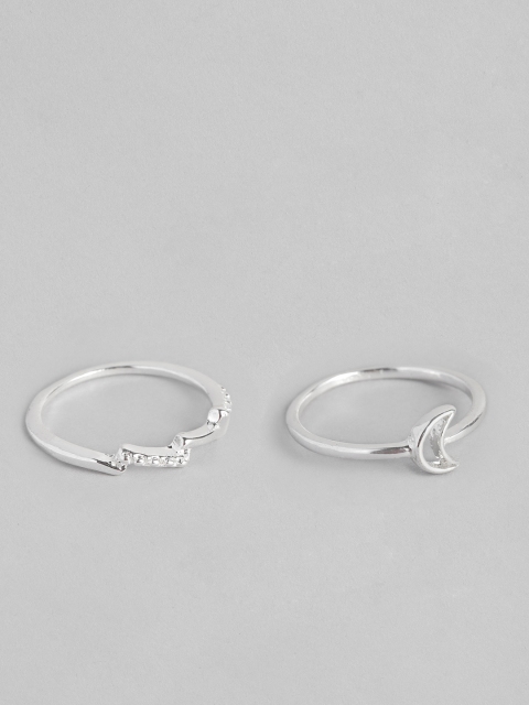 

Accessorize Women Set of 2 Silver-Toned Moon And Lightning Finger Rings