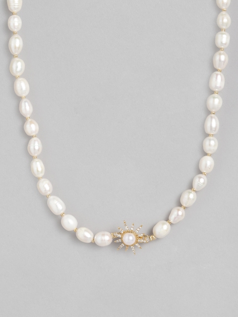 Accessorize Cream Gold Plated Freshwater Pearl And Sun Necklace