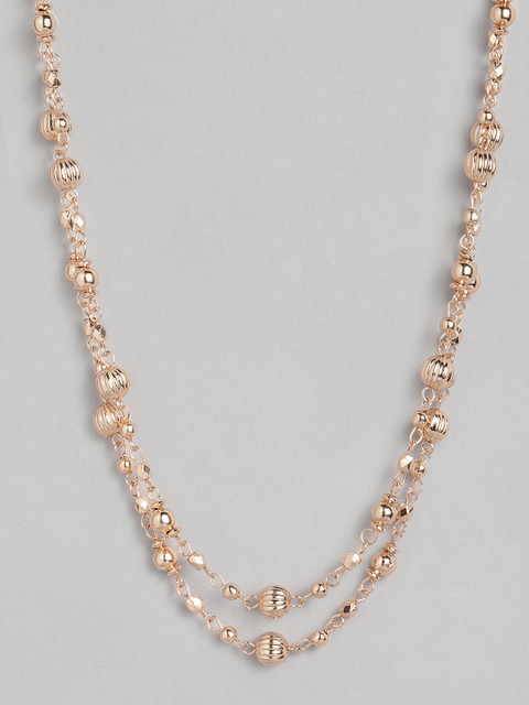 

Accessorize Gold-toned Metal Beaded Rope Necklace, Rose gold