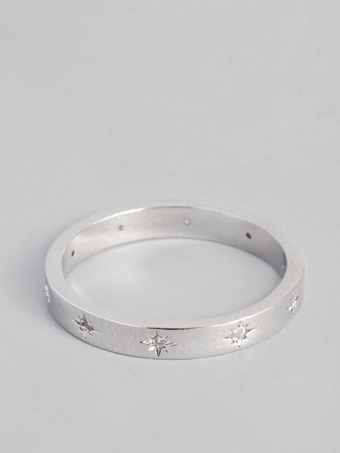 

Accessorize Women Platinum-Plated CZ Studded Finger Ring, Silver