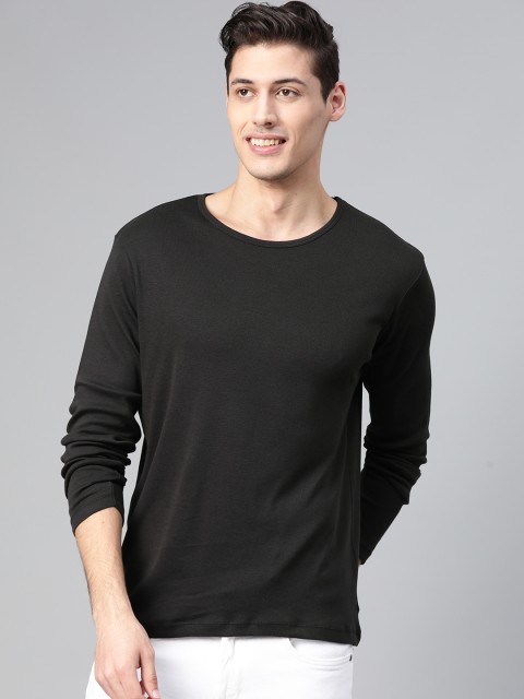 

Mast & Harbour Men Black Solid Round Neck T-shirt