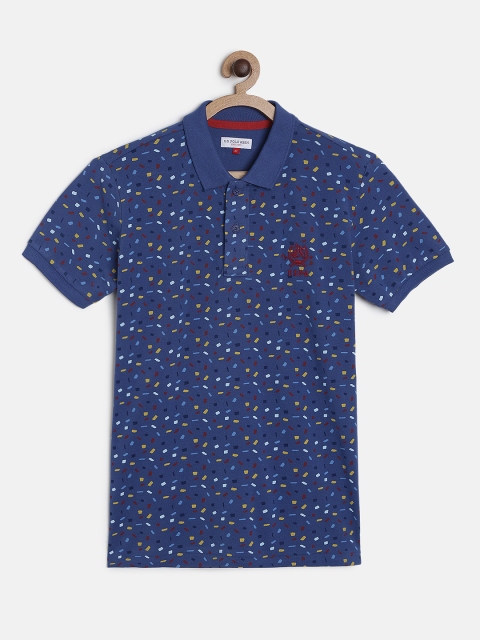 

U.S. Polo Assn. Kids Boys Navy Blue Printed Polo Collar T-shirt