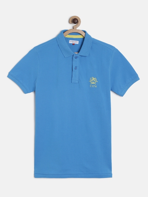 

U.S. Polo Assn. Kids Boys Blue Solid Polo Collar T-shirt