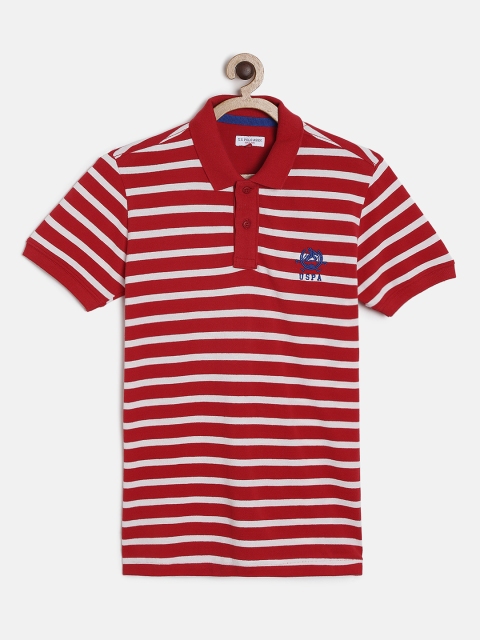 

U.S. Polo Assn. Kids Boys Red & White Striped Polo Collar T-shirt