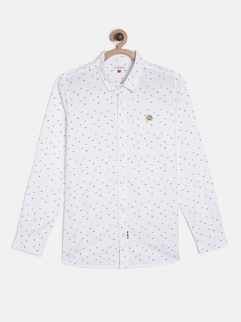 

U.S. Polo Assn. Kids Boys White Regular Fit Printed Casual Shirt