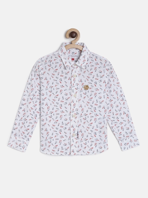 

U.S. Polo Assn. Kids Boys White Regular Fit Printed Casual Shirt