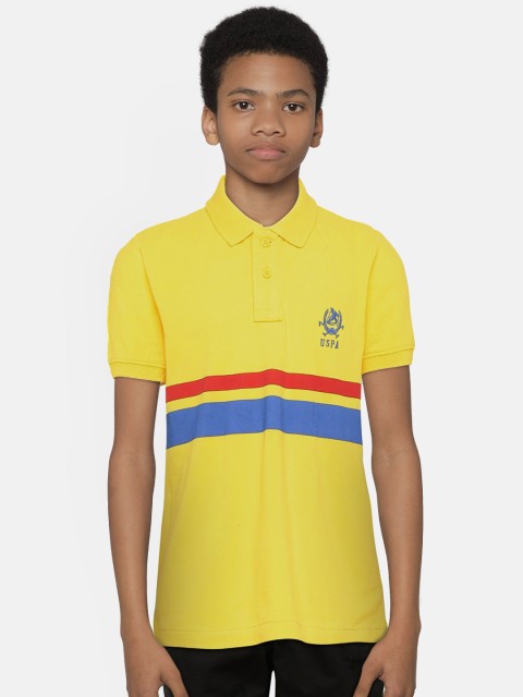 

U.S. Polo Assn. Kids Boys Yellow & Blue Striped Polo Collar T-shirt