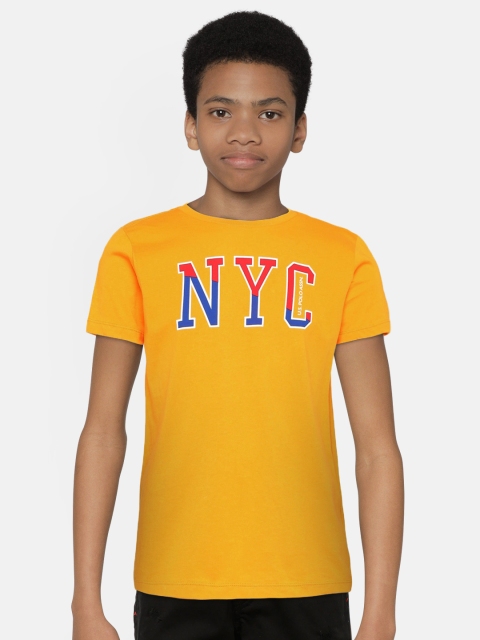 

U.S. Polo Assn. Kids Boys Yellow Printed Round Neck T-shirt