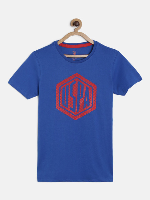 

U.S. Polo Assn. Kids Boys Blue & Red Printed Round Neck T-shirt