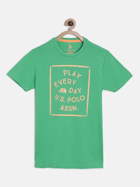 

U.S. Polo Assn. Kids Boys Green Printed Round Neck T-shirt