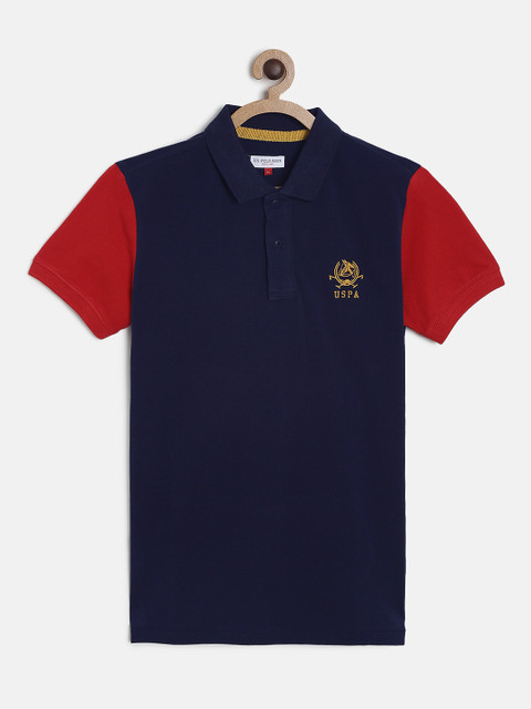 

U.S. Polo Assn. Kids Boys Navy Blue Solid Polo Collar T-shirt