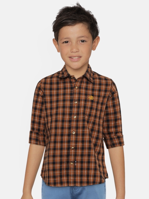 

U.S. Polo Assn. Kids Boys Brown & Black Regular Fit Checked Casual Shirt
