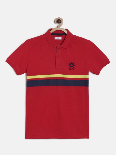 

U.S. Polo Assn. Kids Boys Red Striped Polo Collar T-shirt