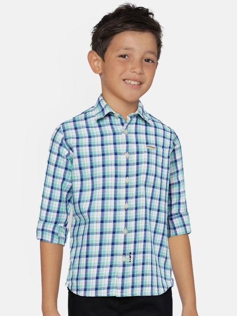 

U.S. Polo Assn. Kids Boys Blue & White Regular Fit Checked Casual Shirt