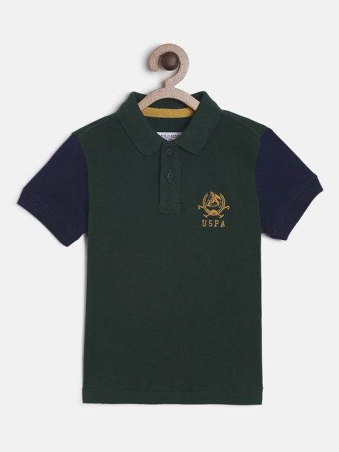 

U.S. Polo Assn. Kids Boys Green Solid Polo Collar T-shirt