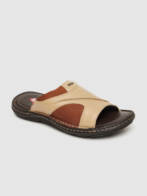 

Lee Cooper Men Beige & Brown Leather Colourblocked Comfort Sandals