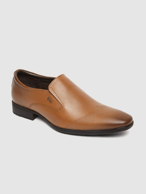 

Lee Cooper Men Tan Textured Leather Formal Slip-On Shoes