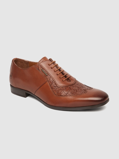 

Lee Cooper Men Tan Brown Textured Leather Party Oxfords