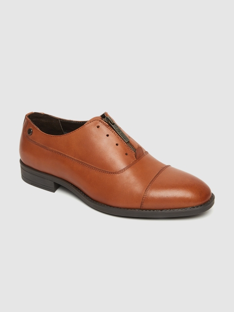 

Lee Cooper Men Tan Brown Solid Leather Party Oxfords