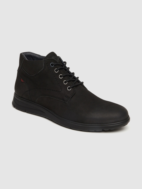 

Lee Cooper Men Black Solid Leather Mid-Top Flats Boots