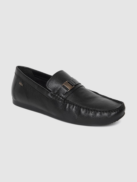 

Lee Cooper Men Black Solid Leather Horsebit Loafers