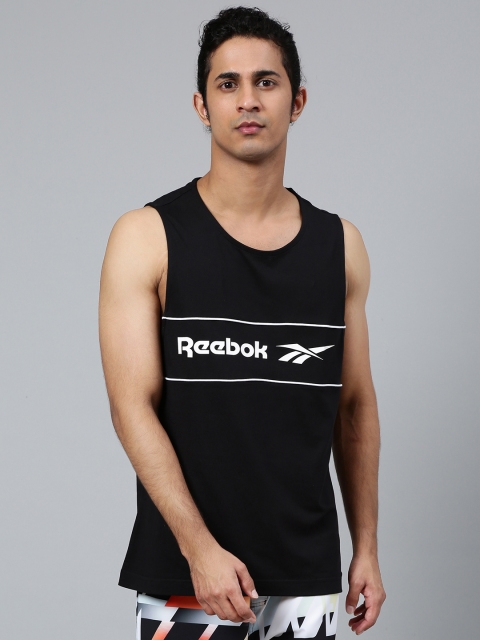 

Reebok Classic Men Black Printed Linear Tank T-Shirt