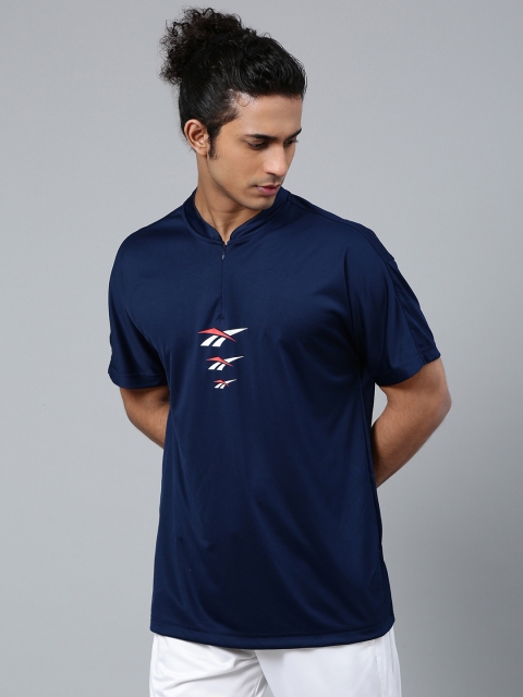 

Reebok Classic Men Navy Blue Solid Soccer Jersey T-Shirt