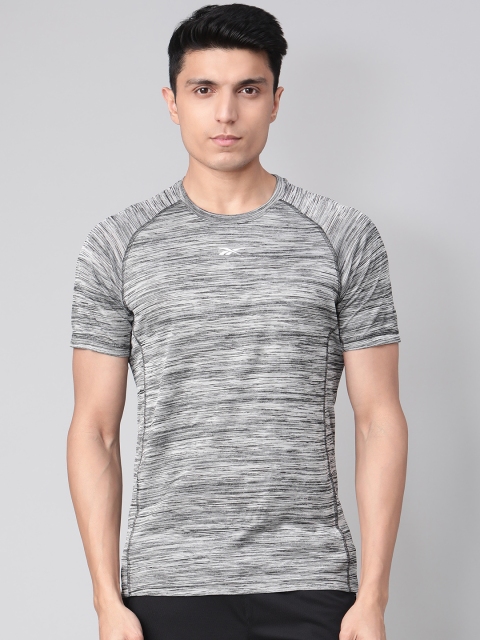 

Reebok Men Grey Melange Self Design Round Neck Training T-shirt