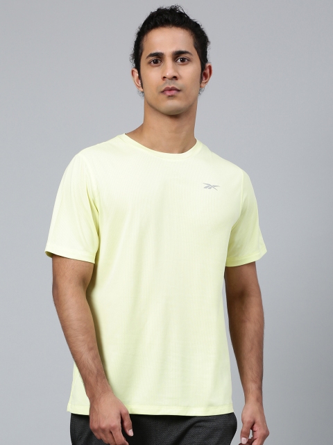 

Reebok Men Yellow & Black Colourblocked Running Essentials Short Sleeve T-Shirt