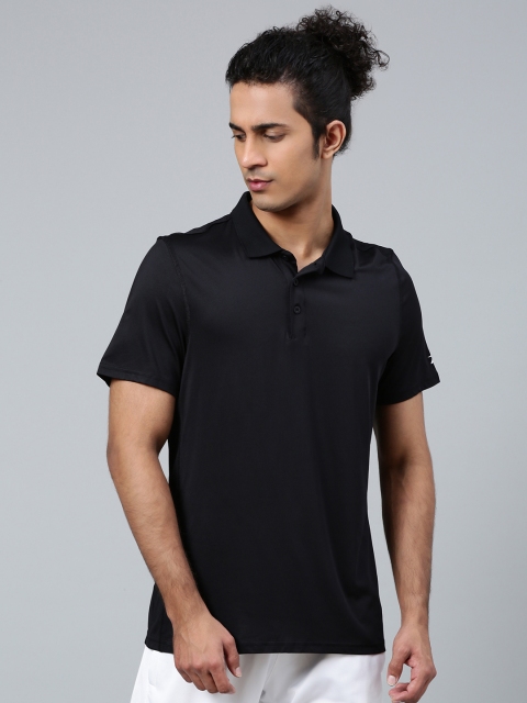 

Reebok Men Black Solid Training Workout Ready Regular Polo T-Shirt