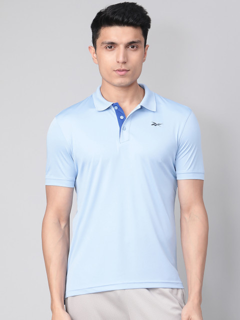 

Reebok Men Blue Solid Training Foundation Poly Polo T-Shirt