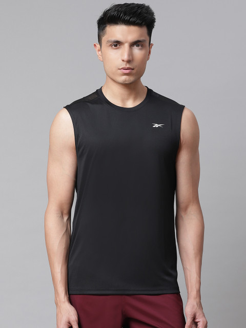 

Reebok Men Black Solid Workout Ready Tech T-shirt
