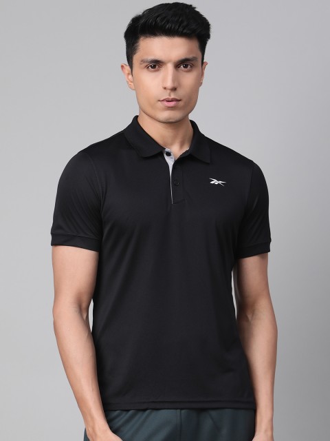 

Reebok Men Black Solid Training Foundation Poly Polo T-Shirt