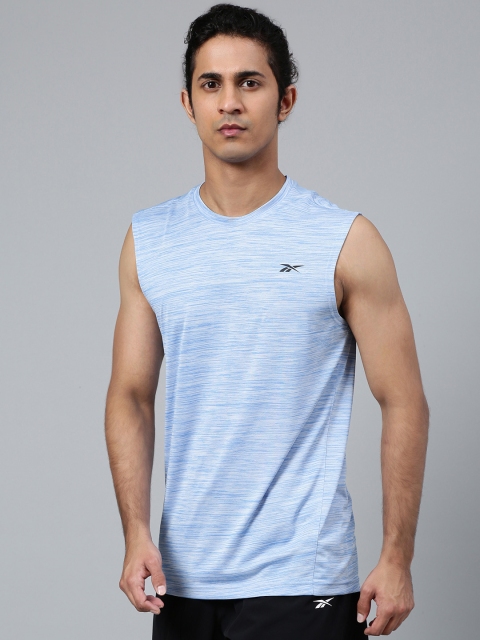 

Reebok Men Blue Solid Foundation Slvs Round Neck Training Tank T-shirt