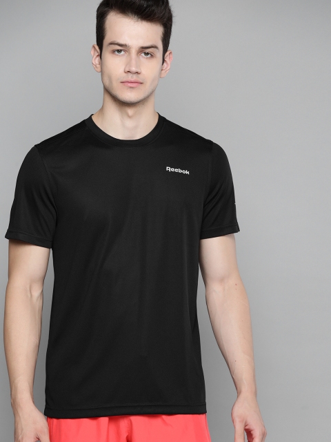 

Reebok Men Black Solid Training Foundation Mesh Tee