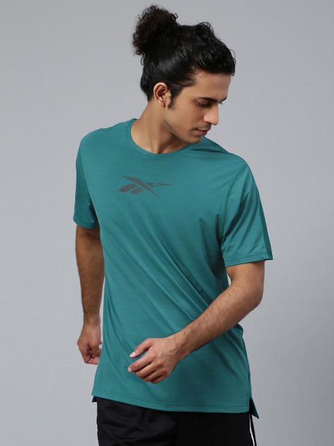 

Reebok Men Teal Blue Solid Training Sessions Activchill Move T-Shirt