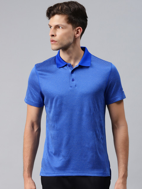 

Reebok Men Blue WOR Striped Polo Collar Training T-shirt