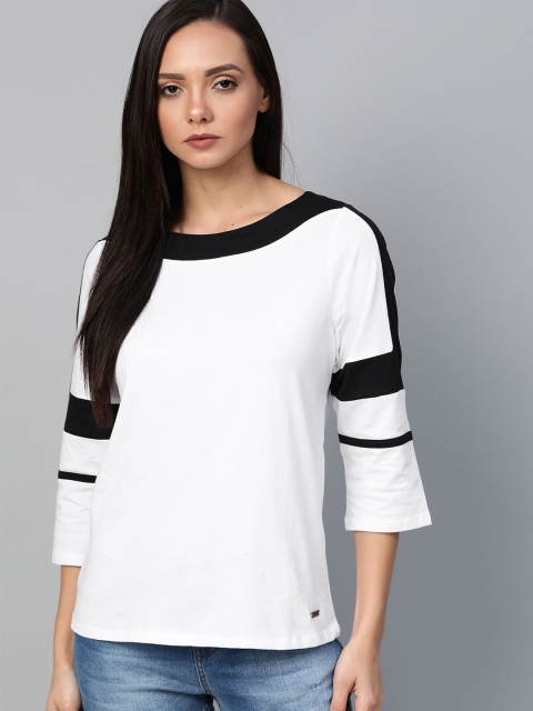 

Roadster Women White Solid Round Neck T-shirt