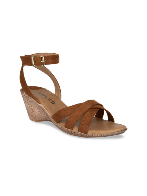 

SOLES Women Brown Solid Wedges