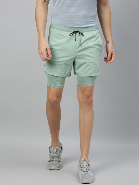

Nike Men Green Solid Regular Fit DRI-FIT Running Sports Shorts