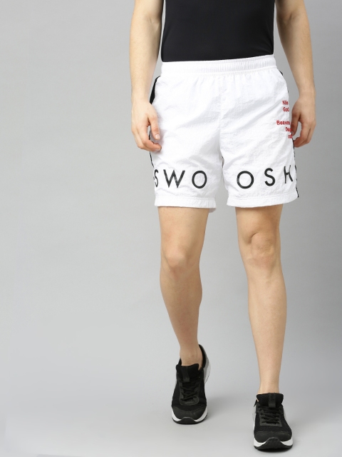 

Nike Men White Printed NSW SWOOSH Regular Fit Sports Shorts with Printed Detailing