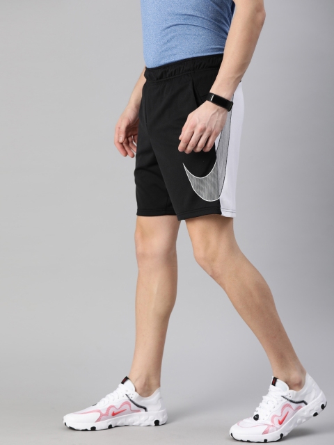 

Nike Men Black & White Colourblocked Regular Fit Dri-Fit Technology Training Shorts