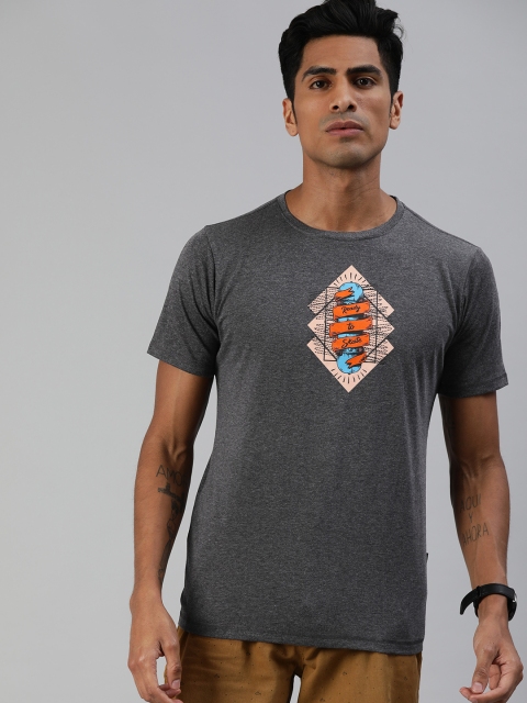 

Zalza Men Charcoal Grey Printed Round Neck T-shirt