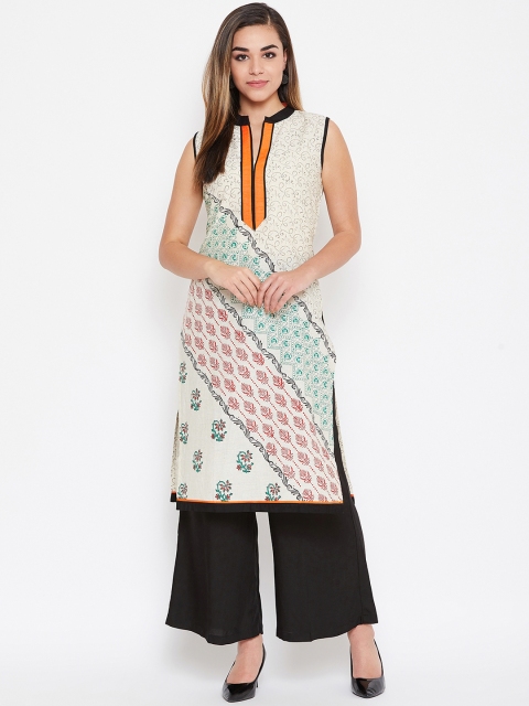 

Castle Women Off-White & Brown Printed Kurta with Palazzos