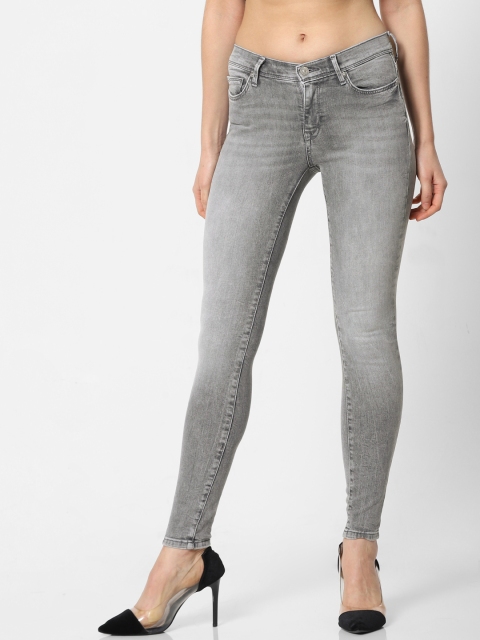 

ONLY Women Grey Skinny Fit Mid-Rise Clean Look Stretchable Jeans