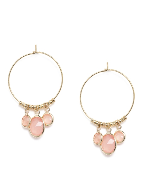 

Accessorize Gold-Toned & Pink Circular Drop Earrings